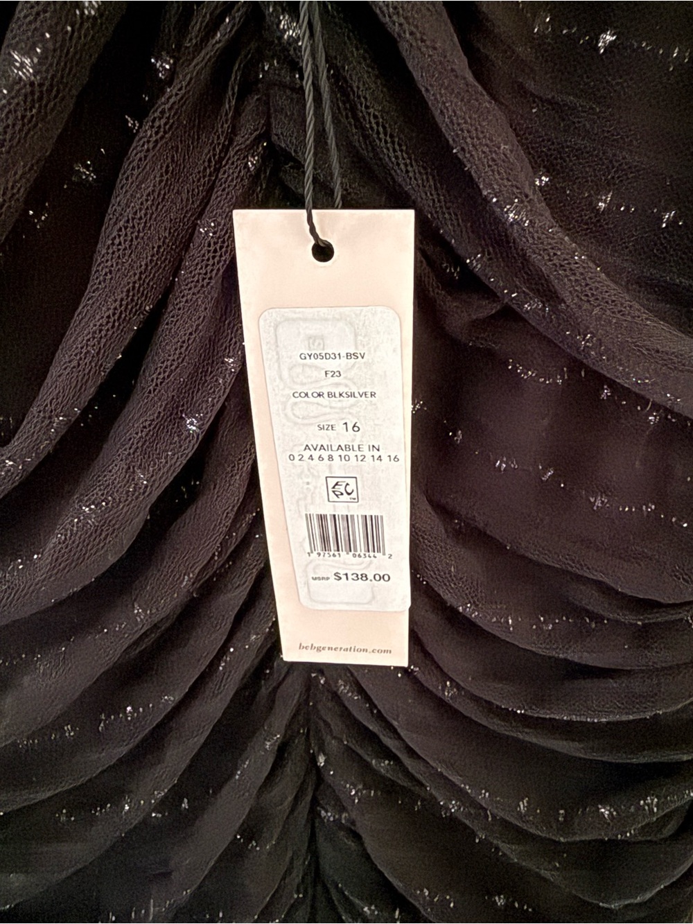 NWT BCBGeneration Black Ruched Ruffle Midi Dress - Picture 5 of 6